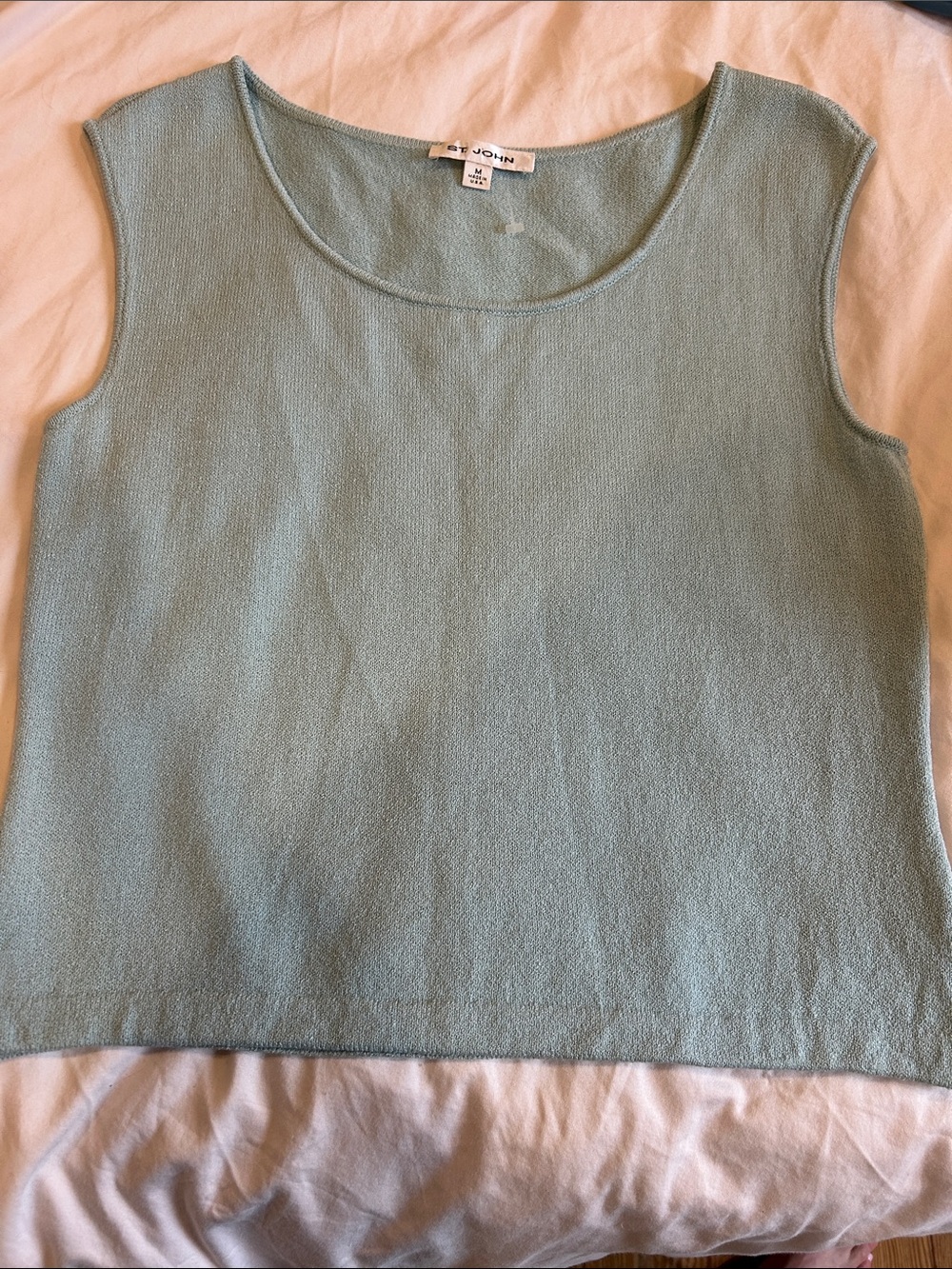 St. John Vintage Sleeveless Knit Shell in Light Aqua Blue